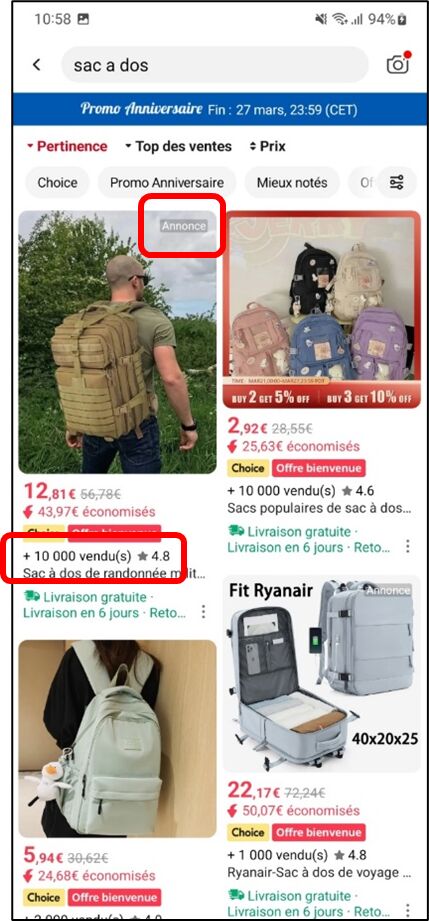 Dark patterns AliExpress