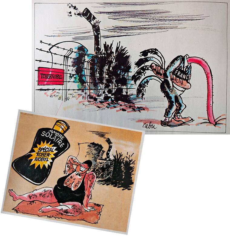 Deux des illustrations du numéro spécial de 1987, dont une signée du regretté Cabu.