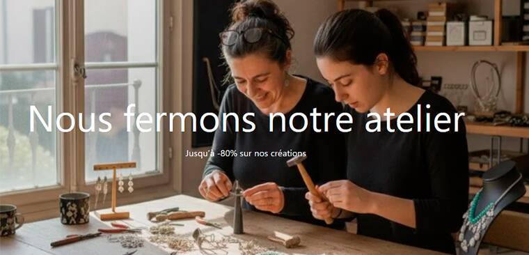 Jusqu’à 80 % de réduction sur le site Elisejuliettecreation.com juste avant sa prétendue fermeture. Image