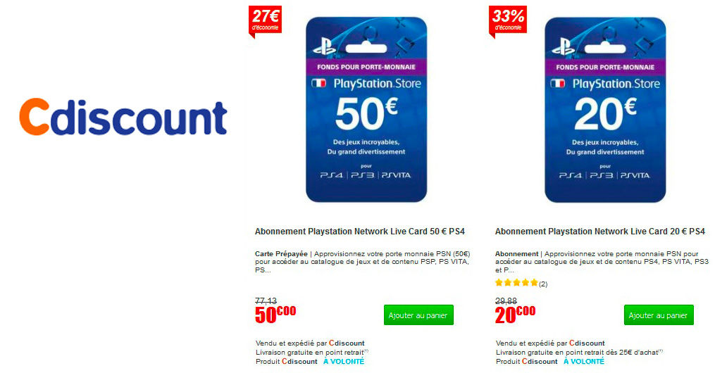 reduction carte playstation cdiscount