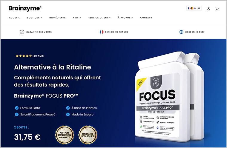 Brainzyme présentait jusque très récemment son complément alimentaire comme une « alternative à la Ritaline ». Image
