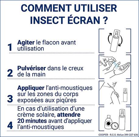 Mode d’emploi de la marque Insect Écran, précisant le délai recommandé entre les 2 protections. Crèmes solaires et antimoustiques Pourquoi les deux protections ne font pas bon ménage