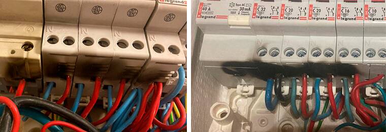 Plusieurs témoins ayant contacté les Ets Laroche affirment avoir découvert sur leur tableau électrique des traces noires, réalisées, semble-t-il, à l'aide d'un briquet. Image