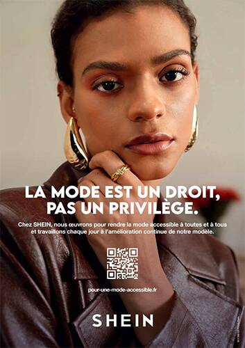 Sur son site Internet, dénommé Pour une mode accessible, Shein n’hésite pas à présenter ses engagements pour une mode plus durable. Image