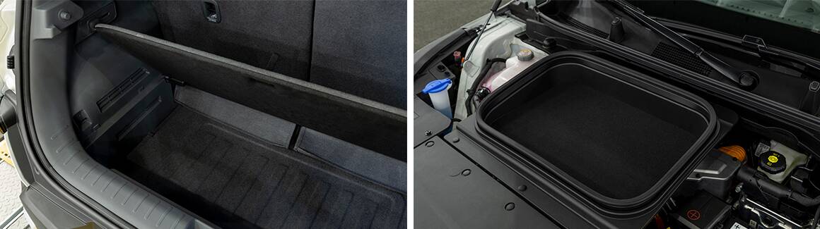 Le coffre arrière est un peu juste, même avec l'espace situé sous le capot.