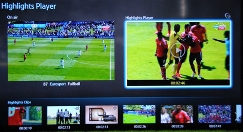 Indication des faits marquants sur une TV Samsung en mode Football