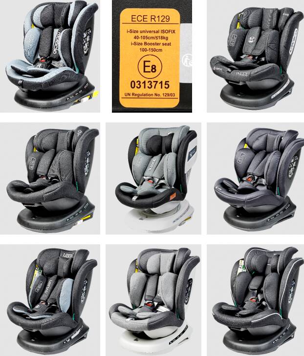 Reecle 360 (en haut à gauche), son étiquette d’homologation, et les 7 modèles similaires que nous avons testés.