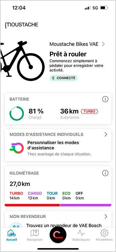 L’application eBike Flow permet de connecter le vélo à son smartphone et, entre autres statistiques de parcours ou d’utilisation de la batterie, de le verrouiller quand on s’est éloigné. Image