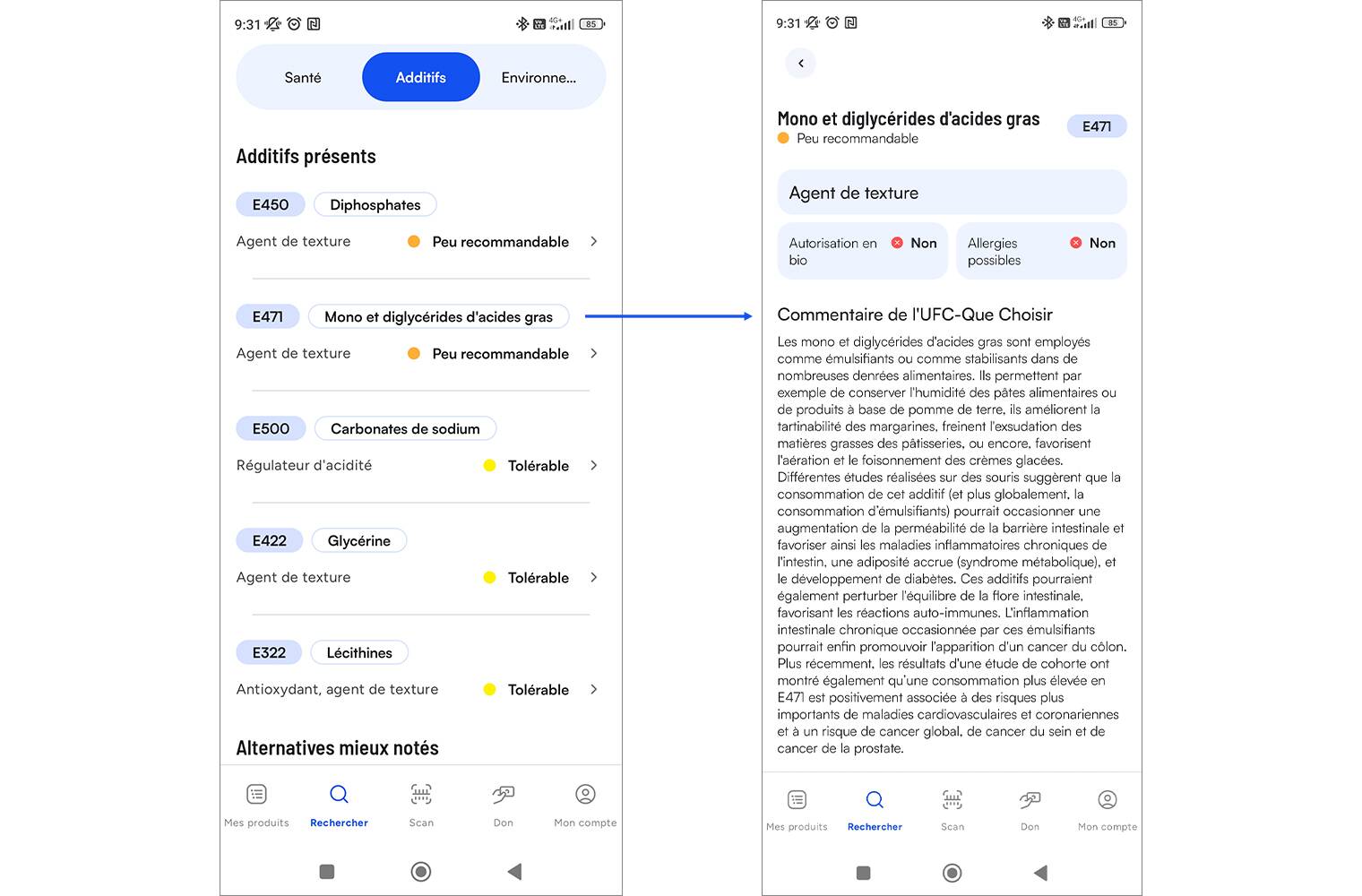 Produit Alimentaire application QuelProduit