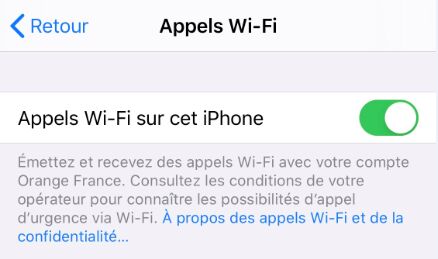 appels wifi iphone