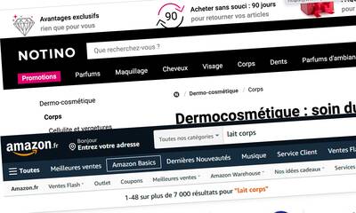 Cosmétiques sur Internet Amazon et Notino, mauvais élèves