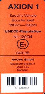 Exemple de marquage d’homologation R129. Image