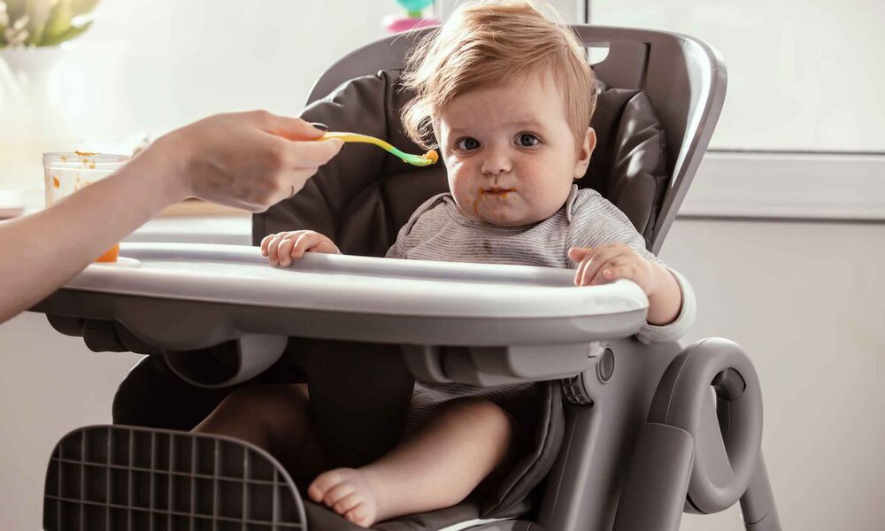 Chaise haute bébé pliable réglable hauteur, dossier et tablette - Ptit