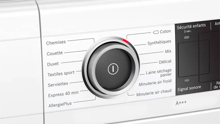 Bandeau de commandes d'un sèche linge