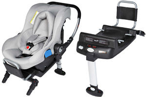 Siège du groupe 0+ et sa base (de type Isofix avec jambe de force). Siège du groupe 0+ et sa base (de type Isofix avec jambe de force).