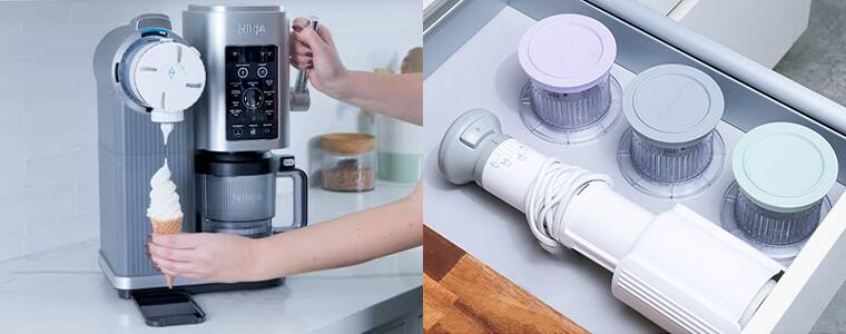 Deux mixeurs à glace très différents par l’encombrement et par le prix (289 € pour le Ninja et 61 € pour le Cuisinart). Deux mixeurs à glace, Ninja et Cuisinart
