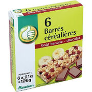 Barres de céréales chocolat/banane Auchan/Pouce