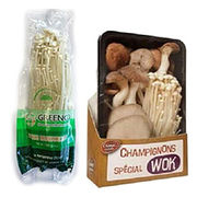 Champignons Enoki et mélange de champignons spécial wok/Carrefour