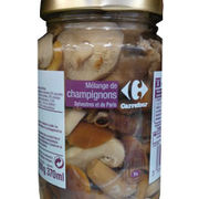 Champignons sylvestres et champignons de Paris Carrefour