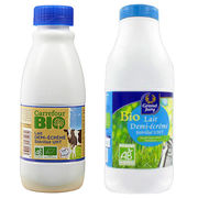 Lait demi-écrémé Bio et lait demi-écrémé Grand jury / Carrefour