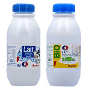 Lait demi-écrémé et lait demi-écrémé Bio Auchan