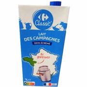 Lait des campagnes du Grand Ouest demi-écrémé Carrefour